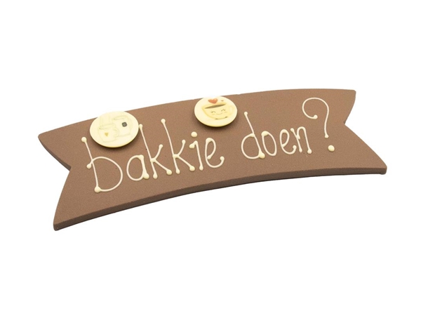 Chocolade boodschap "Bakkie doen?"