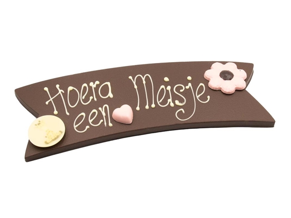 Chocolade boodschap "Hoera een meisje"